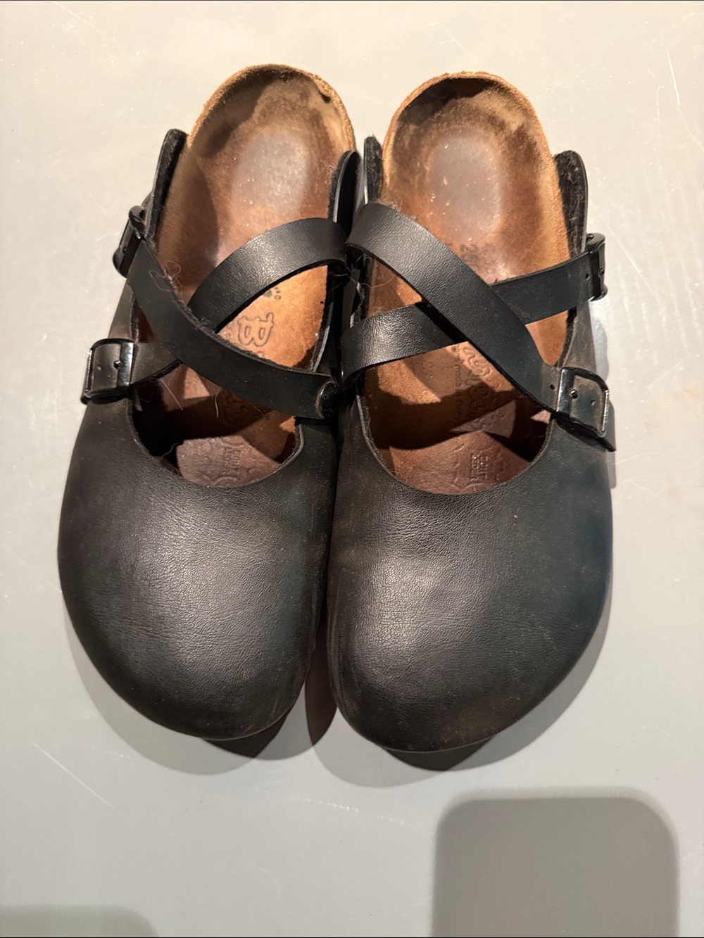 Black Leather Mary Jane Clog Mules